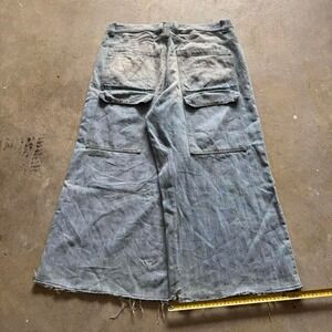 Baggy Ultra Wide Leg Rave Bershka Jnco Styl Denim Y2k Vintage Jeans - 34
